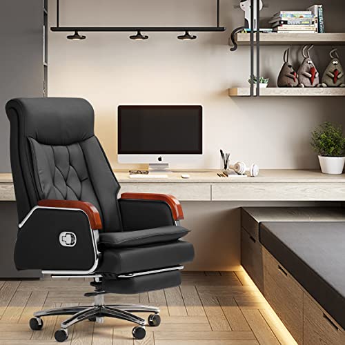 Kinnls Genuine Leather Massage Chair with Footrest and Headrest