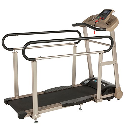 EXERPEUTIC TF2000 Recovery Fitness Walking Treadmill with Full Length Hand Rails, Deck Cushions and Heart Rate Monitoring