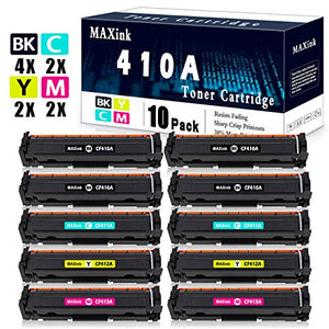 10 Pack (4BK+2C+2Y+2M) 410A Toner Cartridge Replacement for HP 410A for use in HP Color Laserjet Pro MFP M477fdw M477fdn M477fnw M452dn M452nw M452dw Printer