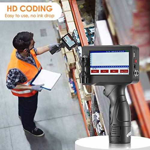 Kacsoo Handheld Inkjet Printer, Smart Portable Quick-Drying with 4.3 Inch Touch Screen, High Definition Label Printer for Trademark, Logo, Label, QR Code Print(Shiped in US, 5-10 Days Delivery)