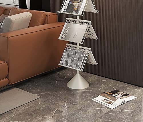 ArhaR Metal Literature Pamphlet Display Rack with Conical Base - Gold/White
