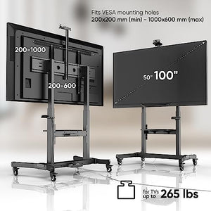 ONKRON Motorized TV Stand for 50" - 100" TVs up to 286 lbs - Rolling Adjustable Height with Motorized Lift - Black