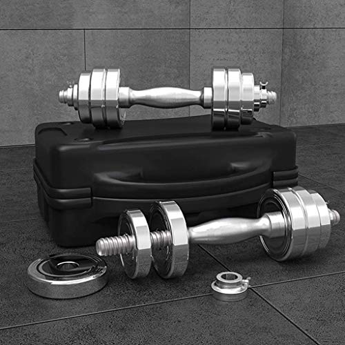 XDDWD Adjustable Dumbbell, Dumbbell Sets, Pure Steel Plating Dumbbell, Family Men's Fitness Dumbbell Strength Training Equipment,Silver30kg