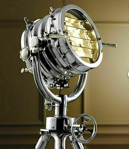 Generic Vintage Marine Nautical Industrial Spotlight Floor Lamp Tripod Stand Hollywood Floor Lamp