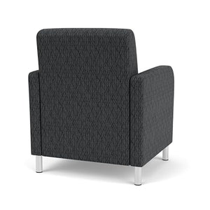 Lesro Siena Fabric Lounge Reception Guest Chair in Black/Brushed Steel