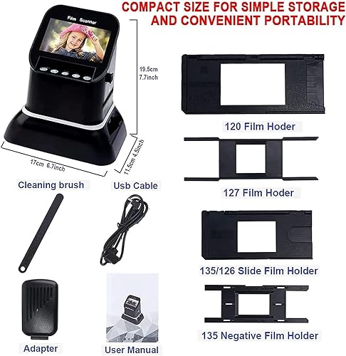 COYEUX Film Slide Scanner, Digital Film Converter with 1080P LCD Screen - Convert 35mm, 135, 126, 127 Negatives & Slides to Digital JPEG