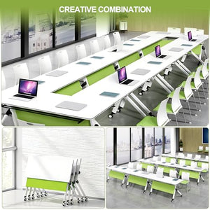 JNMDLAKO Conference Room Tables, 6PCS Flip Top Folding Training Table with Silent Caster Wheels
