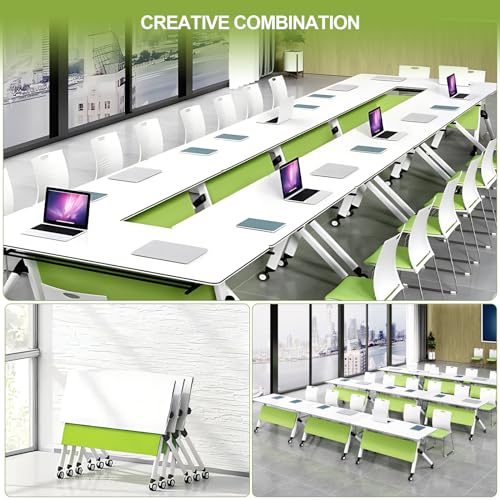 JNMDLAKO Conference Room Tables, 6PCS Flip Top Folding Training Table with Silent Caster Wheels
