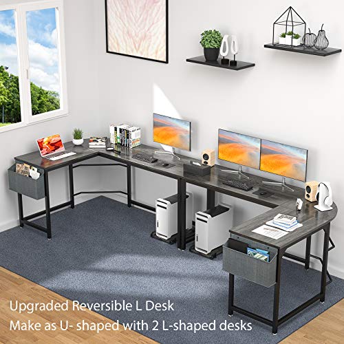 Homfio L Shaped Desk 58’’ Computer Corner Desk Gaming Desk PC Table Writing Desk Large L Study Desk Home Office Workstation Modern Simple Multi-Usage Desk with Storage Bag Space-Saving Wooden Table