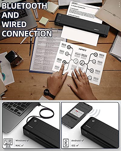 HPRT MT800 Portable Thermal Transfer Printer for Travel,300dpi High Resolution,Wireless Printer for Android and iOS Phone, Compatible with Windows,Linux and MAC, Suitable for Mobile Office.