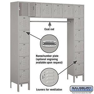 Salsbury Industries 66016GY-U Six Tier Box Style Bridge 16 Box 18-Inch Deep Unassembled Standard Metal Locker, Gray