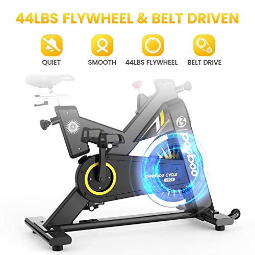pooboo Exercise Bike Indoor Cycling Bike Stationary Bike-Belt Drive Cardio Bike with 44LBS Flywheel (gamboge)