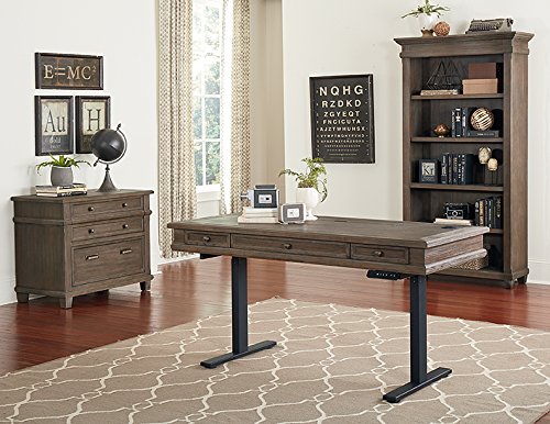 Martin Furniture IMCA384T-KIT Complete Sit/Stand Desk, Weathered Dove