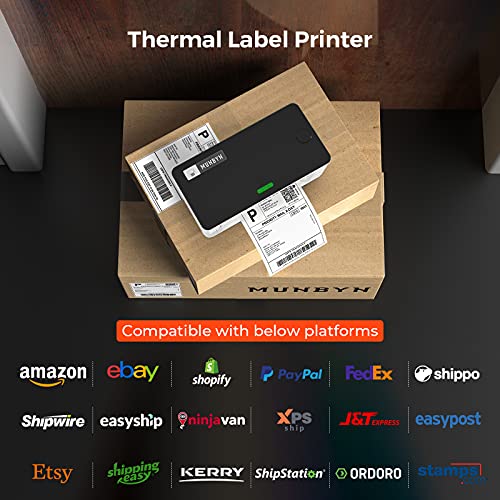 MUNBYN Shipping Label Printer, 4x6 Label Printer for Shipping Packages, USB Thermal Printer for Shipping Labels Home Small Business, Compatible with Etsy, Shopify, Ebay, Amazon, FedEx, UPS, USPS