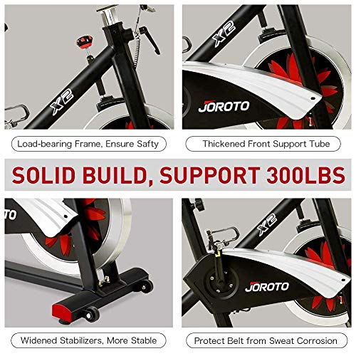 JOROTO X2 Exercise Bike with SPD Pedals Magnetic Resistance Belt Drive Indoor Cycling Spin Bikes Stationary