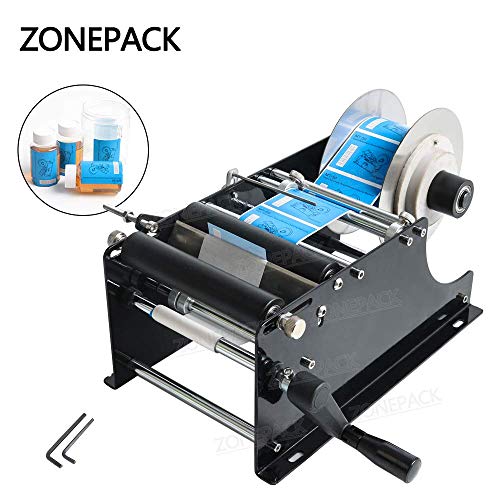 ZONEPACK Manual Round Labeling Machine with Handle Manual Round Bottle Labeler Label Applicator for Glass Metal Bottle