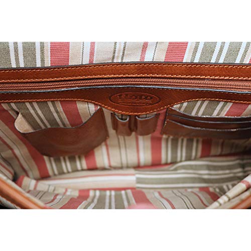 Floto Firenze Leather Buckle Strap Briefcase Bag - 2 Gusset … (Olive Honey Brown)