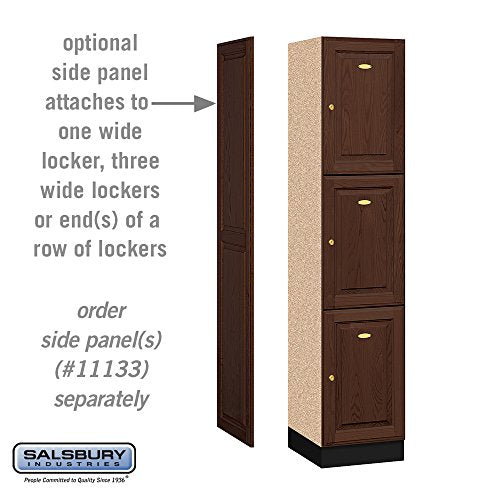Salsbury Industries 3-Tier Solid Oak Executive One Wide Storage Unit, 6-Feet High by 18-Inch Deep Wood Locker Dark