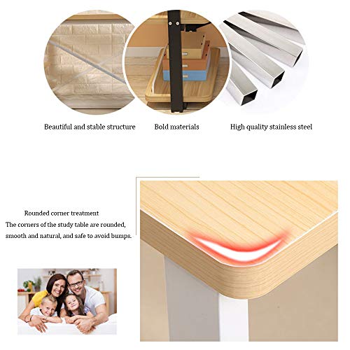 Solid Wood Desk Desktop Computer Desk,Modern Study Desk with Bookshelf Study Desk PC Laptop Desk Workbench,Small Space Office Desk Workstation