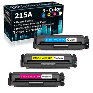 3 Pack (1C+1Y+1M) Compatible Cartridge 215A | W2311A W2312A W2313A Toner Cartridge Replacement for HP Color Laserjet Pro MFP M183 M182n M155-M156 Series Printer Cartridges,Sold by TopInk