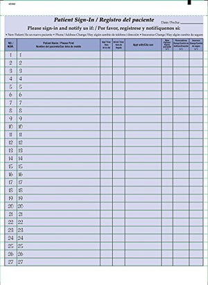 Bilingual Patient Sign-in Sheets - 1000 Count
