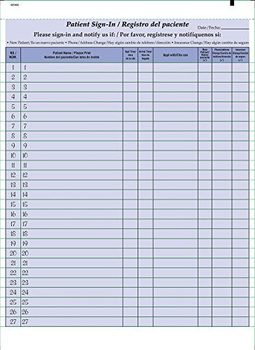 Bilingual Patient Sign-in Sheets - 1000 Count