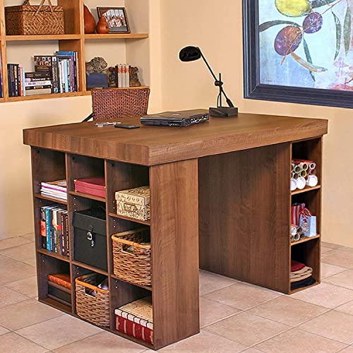 Venture Horizon Project Center Desk with Bookcase and 3 Bin Cabinet - Walnut