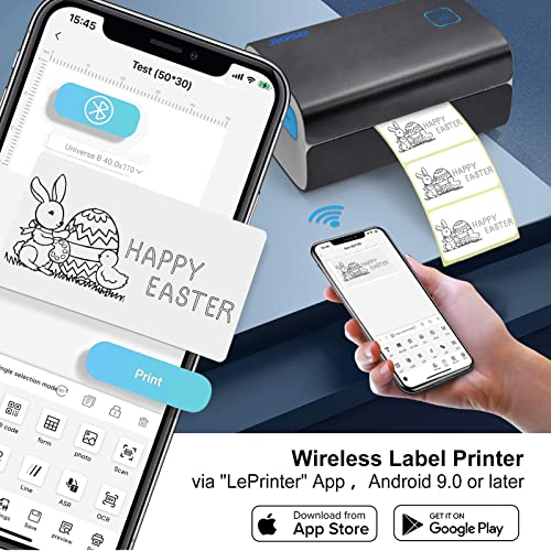 Jiose Bluetooth Thermal Label Printer - Shipping Label Printer - Support Chrome OS, Mac, Windows, Android, iOS for Shipping Packages Compatible with USPS, UPS, FedEx, Amazon, Shopify etc. (Black)