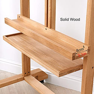 HYDT Wooden Floorstanding TV Stand Easel with Storage Shelf