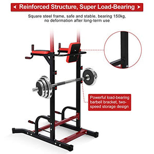 Greensen Power Tower Dip Station Adjustable Pull Up Bar Multi-Function Workout Dip Station for Home Gym Portable Strength Training Workout Equipment