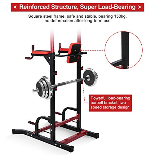Power Tower Dip Station Pull Up Bar Adjustable Multi-Function Home Gym Fitness Equipment for Strength Training Workout Equipment, 330LBS