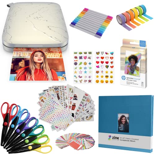 HP Sprocket Select Portable Instant Photo Printer for Android and iOS Devices (Eclipse) Fun Scrapbook Bundle