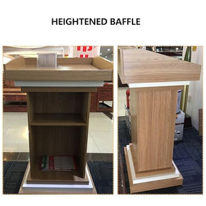 Yadlan Solid Wood White Podium Stand for Church with Tilted Desktop