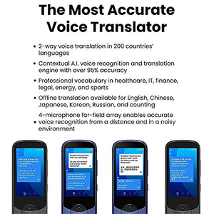 inBEKEA Language Translator Device with Camera Translation, 59 Languages, Blue - Ideal for Travel, Learning, Business
