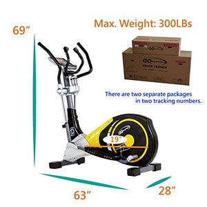 V-950X Extra Length Motorized 19" Stride Programmable Elliptical Cross Trainer - Cardio Fitness Strength Conditioning Workout with Wireless HRC Receiver for home use or gym (V-950X, Yellow/Black)