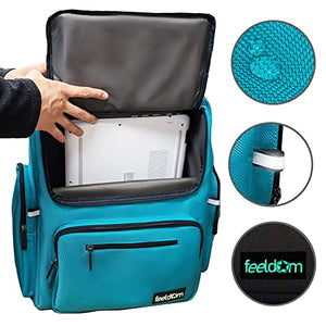 Feeldom STAR - Deluxe Multi-function Backpack - Aqua Blue, Water-resistant, Super Heavy-duty Reinforced Padded Nylon, Top-opening, Beverage Cooler Pockets, Rubber Zippers, Lightweight