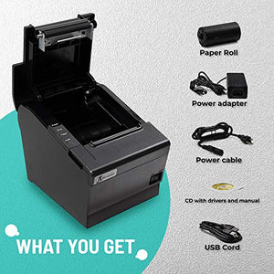 Desktop Thermal Receipt Printer – 80mm Paper Premium Thermal Printer – with Auto Cutter – Glossy Style Black Color – 250mm/s Printing Speed – Plug and Play Easy Installation