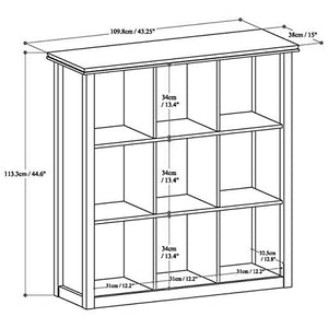 WYNDENHALL Stratford Auburn Brown 9 Cube Solid Wood Bookcase & Storage Unit