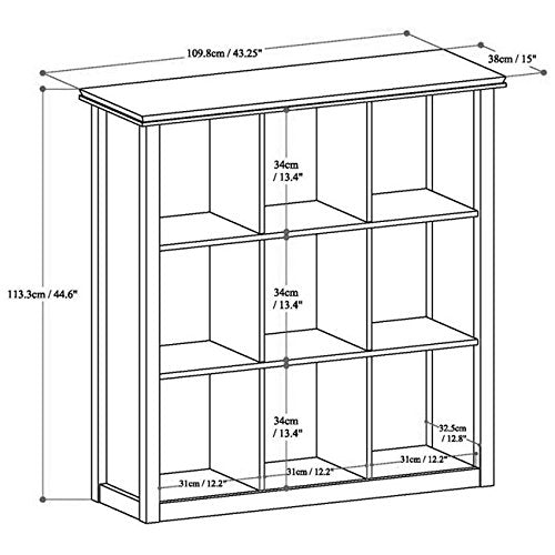 WYNDENHALL Stratford Auburn Brown 9 Cube Solid Wood Bookcase & Storage Unit