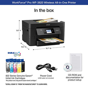 Epson Workforce Pro WF-3820 Wireless Inkjet All-in-One Color Printer, C11CJ07201
