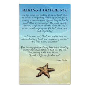PinMart Starfish Pin and Story Make a Difference Lapel Pin on Card