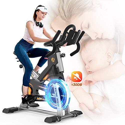 pooboo Exercise Bike Stationary 330 Lbs Indoor Cycling Bike with Comfortable Seat Cushion & LCD Monitor, Multi - Grips Handlebar