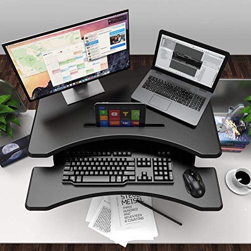 Alloyseed Standing Desk, 33" Height Adjustable Sit Stand Up Desk Converter Ergonomic Sit Stand Gas Spring Riser Height Levels Workstation Desk