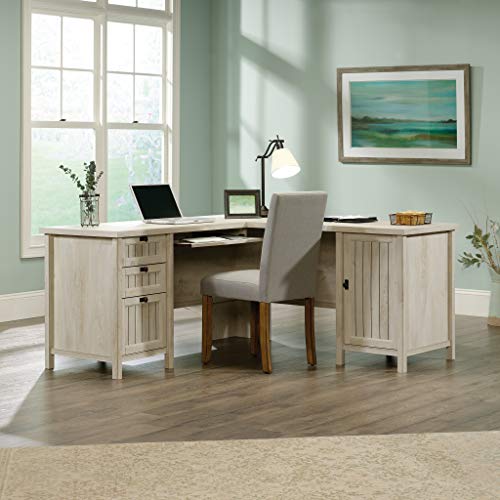 Sauder Costa L-Shaped Desk, L: 65.12" x W: 65.12" x H: 30.0", Chalked Chestnut