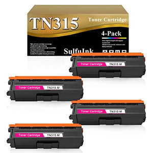 Compatible TN315 TN-315 High Yield Toner Cartridge (Magenta,4-Pack) Replacement for Brother HL-4140CW 4150CDN 4570CDW 4570CDWT MFC-9970CDW 9640CDN 9650CDW Laser Printer Toner Cartridge.