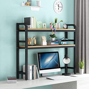FPIGSHS Wood Computer Desk Bookshelf,Adjustable Desktop Shelves Organizer,Open Storage Display Rack Shelf for Office Decor,Multiple Sizes (Color : B, Size : 75CM)