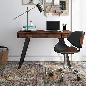 SIMPLIHOME Lowry SOLID WOOD and Metal Modern Industrial 44 inch Wide Home Office Desk, Writing Table, Workstation, Study Table Furniture in Distressed Charcoal Brown