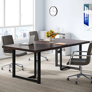 Tribesigns 6FT Conference Table, Large Boardroom Desk, 70.8L x 31.5W x 29.5H, Rustic Brown & Black