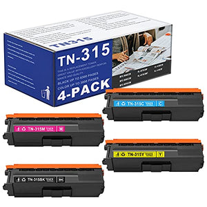 4 Pack TN315 TN-315 Compatible TN-315BK TN-315C TN-315M TN-315Y High Yield Toner Cartridge Replacement for Brother MFC-9970CDW 9650CDW HL-4140CW 4150CDN Printer(1BK+1C+1M+1Y).