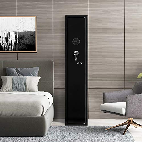 4 Gun Safe Rifle Safe Cabinet, Long Gun Safe for Rifle Shotgun for Home, Quick Access Gun Storage Cabinet with Handgun Safe Box Slient Mode(Keyboard PIN Code)